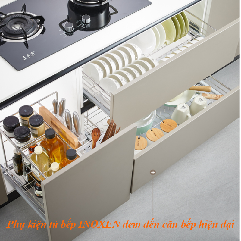 Bộ phụ kiện tủ bếp thông minh giúp căn bếp ngăn nắp và tiện nghi
