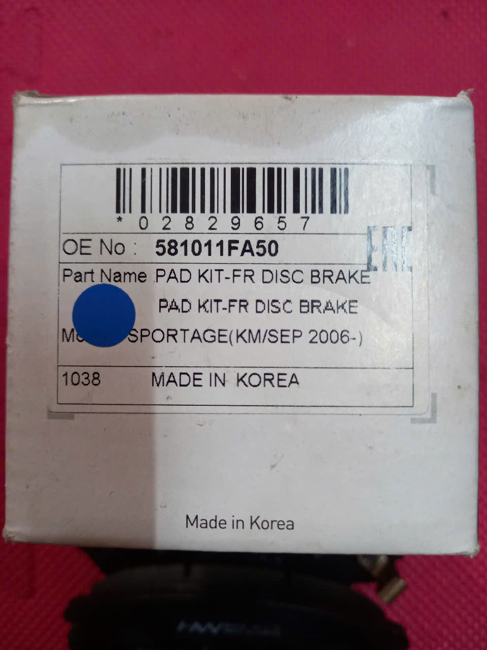 Má phanh trước Kia Sportage 2005-2010 I 581011FA50