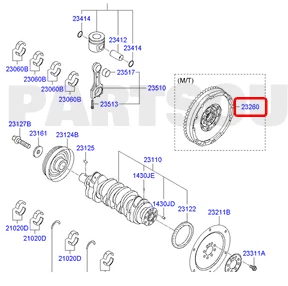 Bánh đà Hyundai Santafe 2010-2012 Mã 232002F110