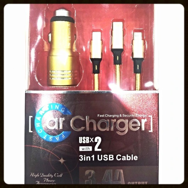 Sạc ô tô 2 cổng USB 3 chân
