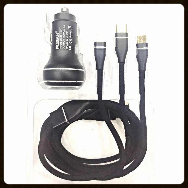 Sạc ô tô 2 cổng USB và 3 dây 4,8A