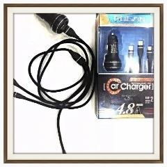 Sạc ô tô 2 cổng USB và 3 dây 4,8A