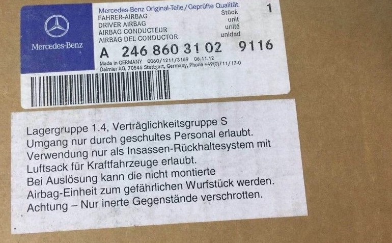 Túi khí lái Mercedes Gle400 2016-2018