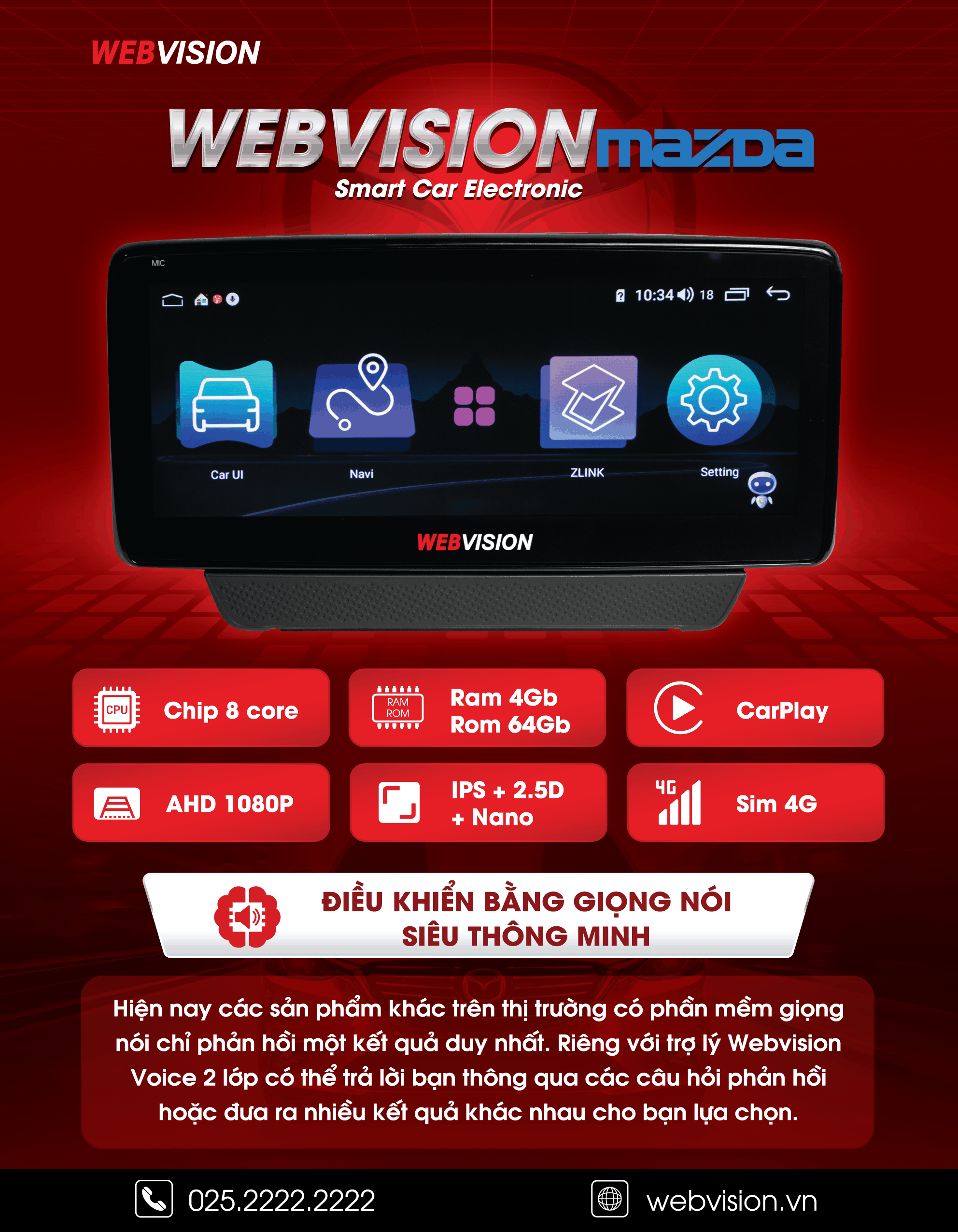 Màn hình DVD Webvision Mazda 3 hai hệ điều hành
