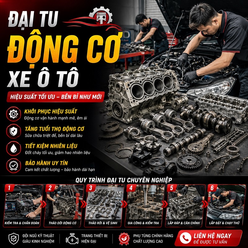 Đại tu động cơ xe ô tô