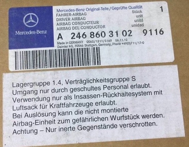 Túi khí lái Mercedes Cla250 2016-2018