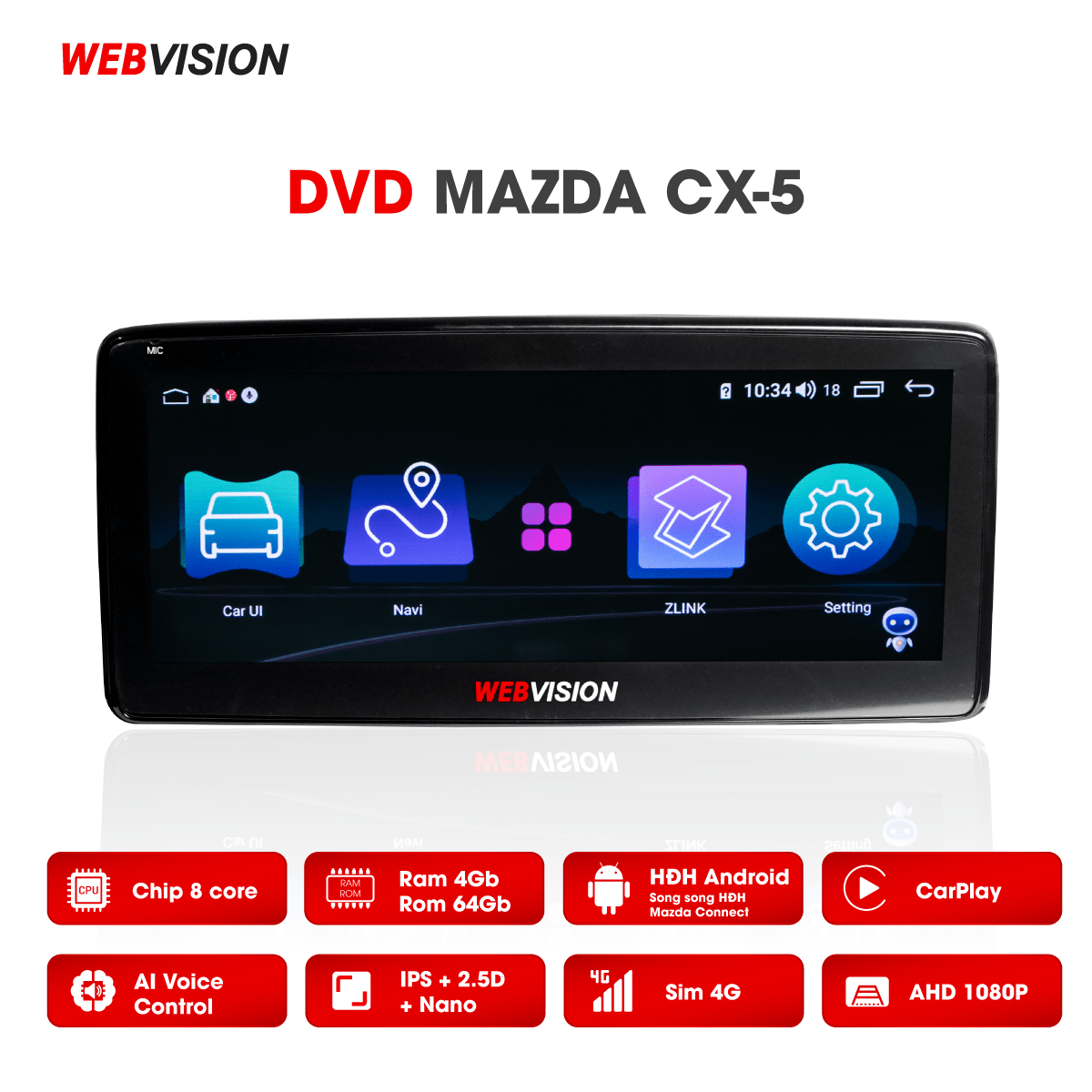 Màn hình DVD Webvision Mazda CX5 hai hệ điều hành