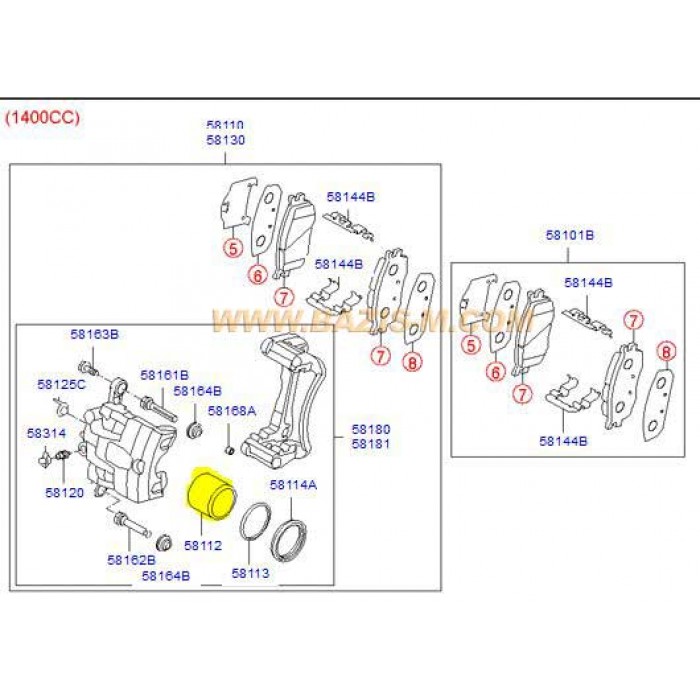 PISTON PHANH TRƯỚC KIA RIO 2012-2014 Mã 5811228300