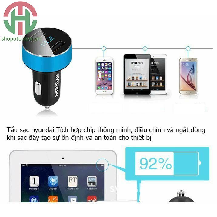 Tẩu sạc Hyundai chia 2 cổng Usb