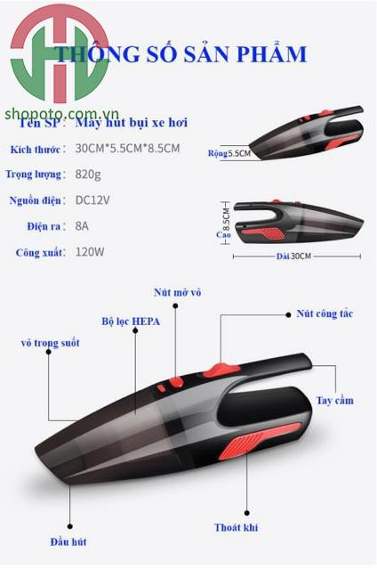 Máy hút bụi ô tô cầm tay mini