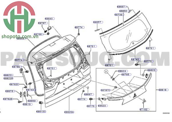 Kính cửa hậu có sấy Mitsubishi Xpander
