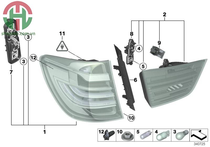 Vỉ mạch đèn hậu led BMW X3 F25