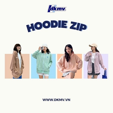 ÁO HOODIE ZIP LOCAL BRAND NỮ DKMV HOODIE ZIP RUBBER TAG