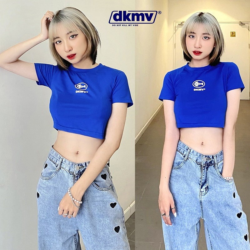 Áo Croptop Đẹp Giá Rẻ Form Ôm| Dkmv Croptop Basic-Blue Dkmv® - Local Brand  Việt Nam