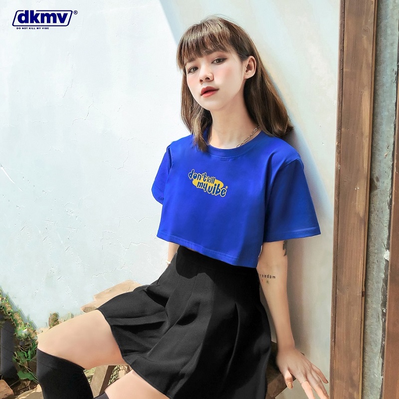 áo croptop local brand đẹp màu xanh dkmv