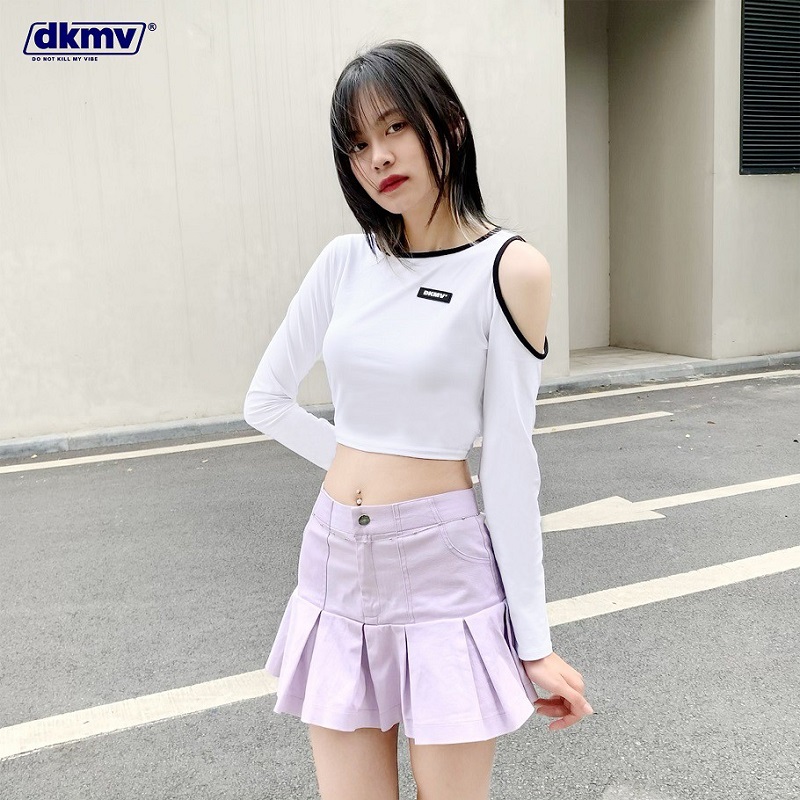 áo croptop tay dài ôm body màu trắng