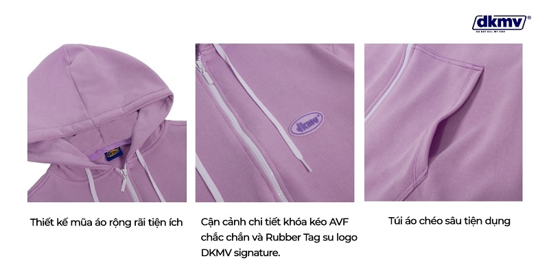 Chi tiết nổi bật của áo hoodie zip local brand Rubber Tag