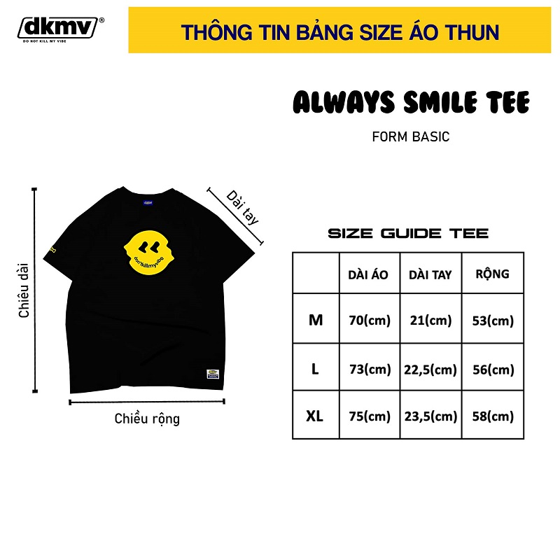 áo thun nữ form rộng màu đen dkmv always smile