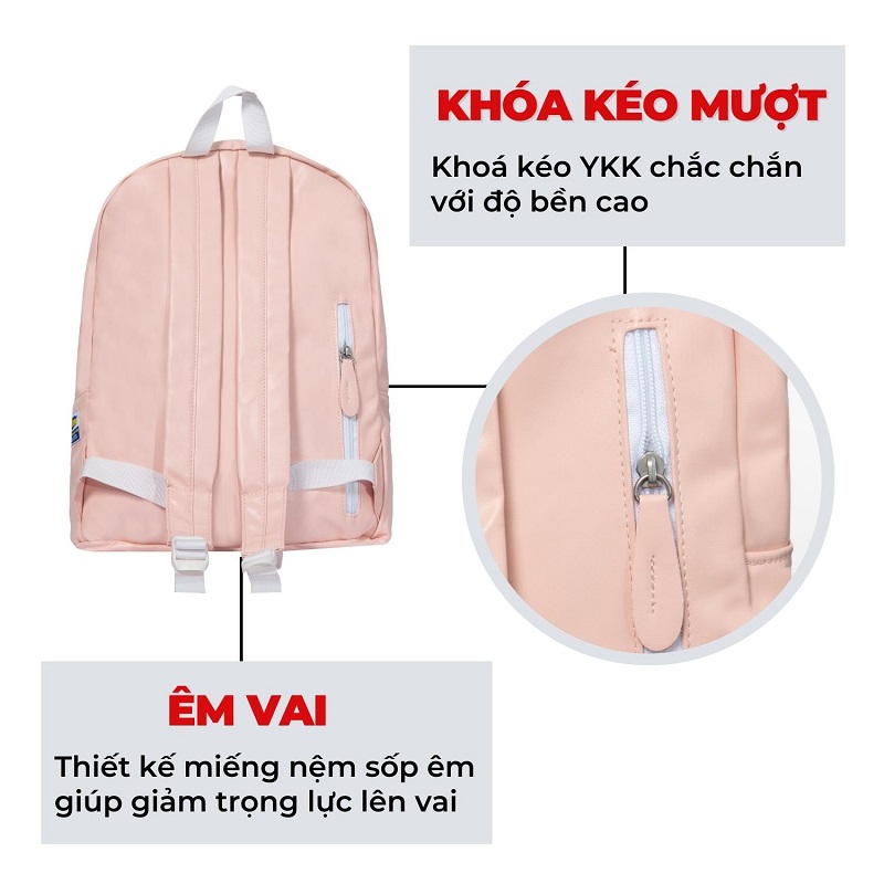 balo da chống nước local brand màu hồng dkmv