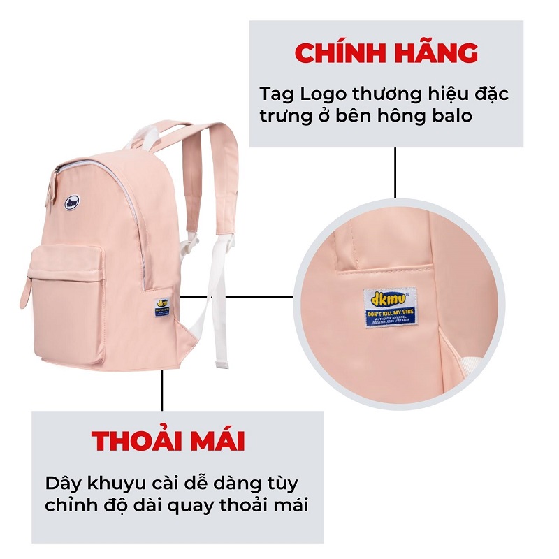 balo da chống nước local brand màu hồng dkmv