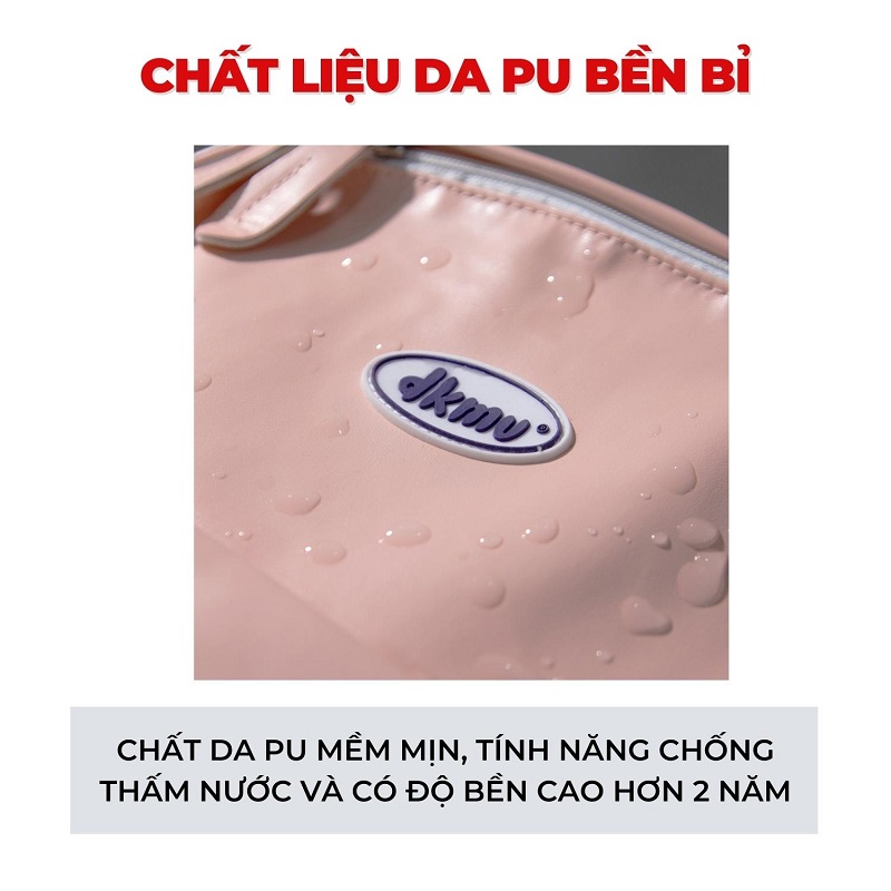 balo da chống nước local brand màu hồng dkmv