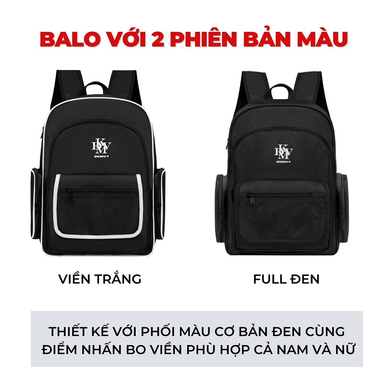 balo local brand đi học vải canvas màu đen dkmv