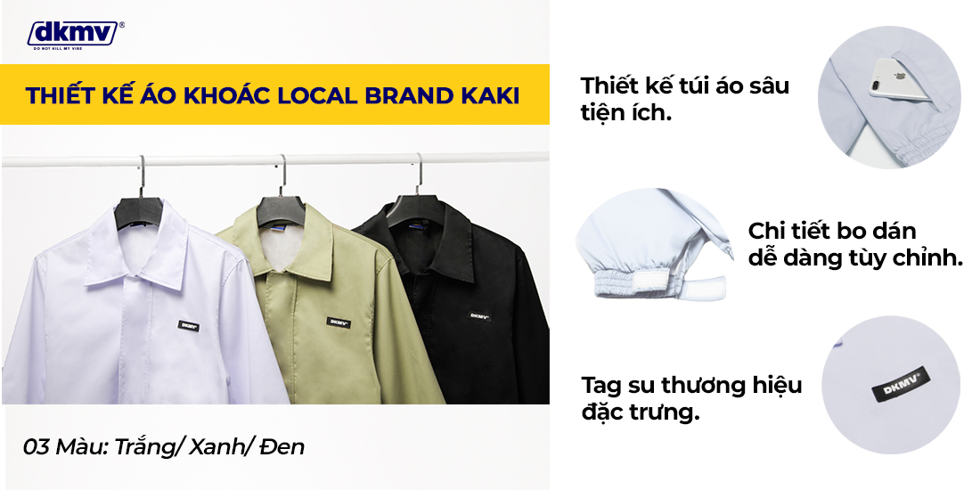 áo khoác local brand kaki trắng dkmv