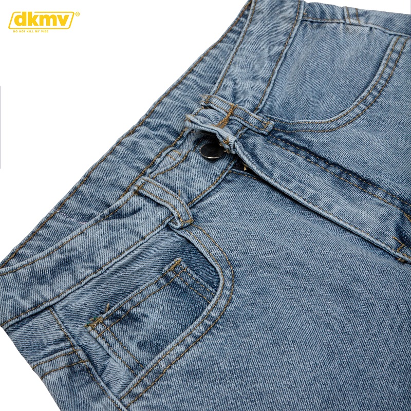 cận chi tiết quần jean dài ống rộng dkmv thigh destroyed jean streetwear