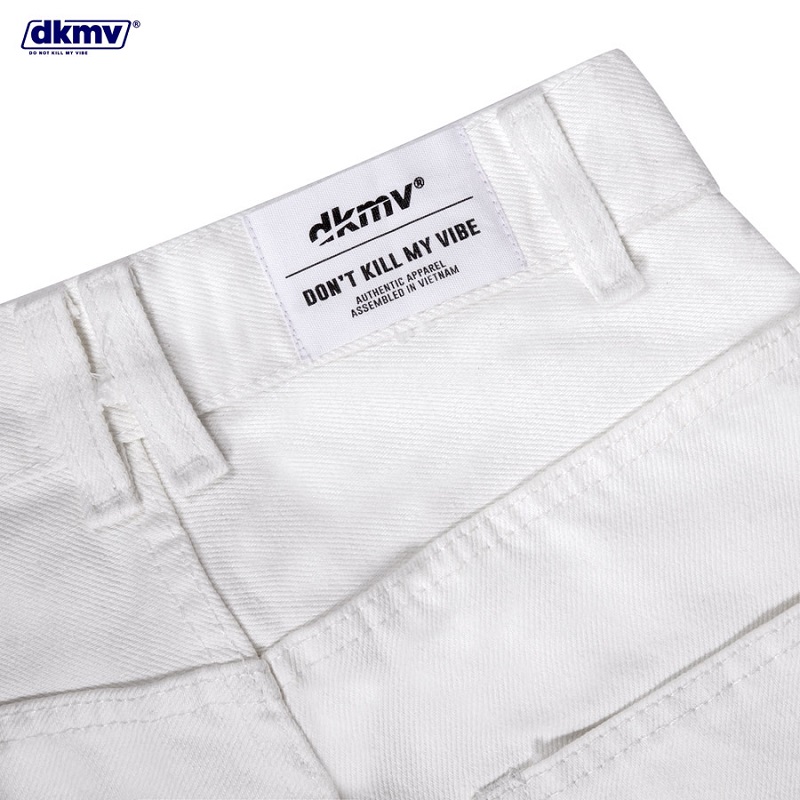 chi tiết thiết kế quần jean ống rộng nữ màu trắng dkmv white daddy jean