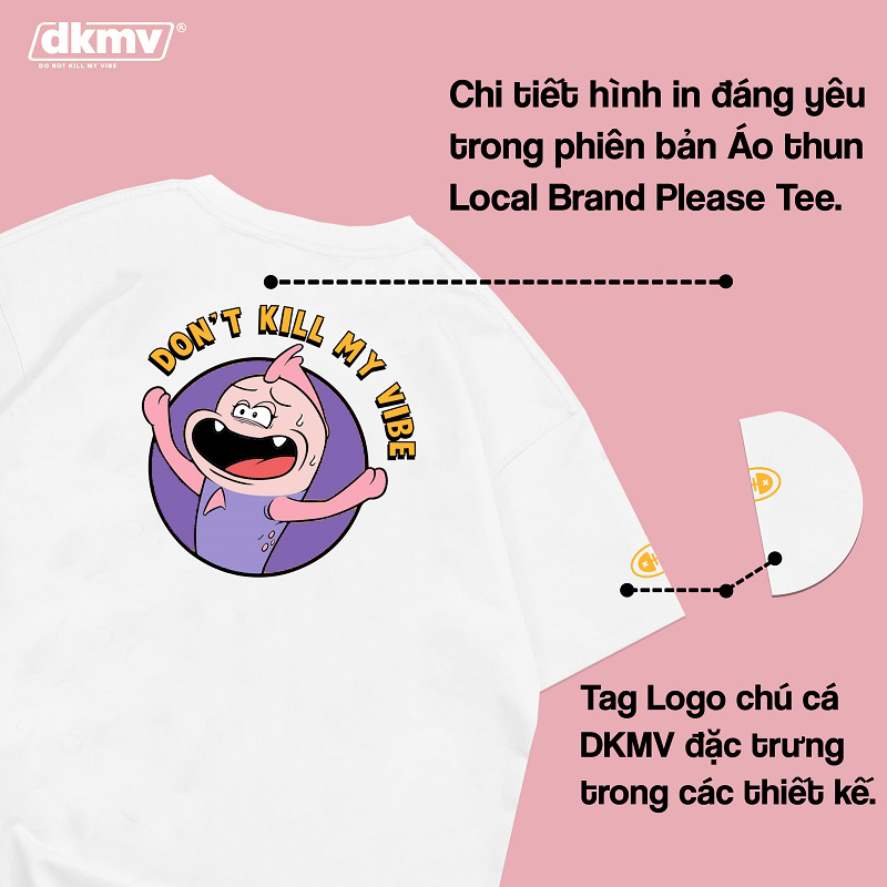 chi tiết thiết kế artwork áo thun local brand giá rẻ dkmv white please tee streetwear