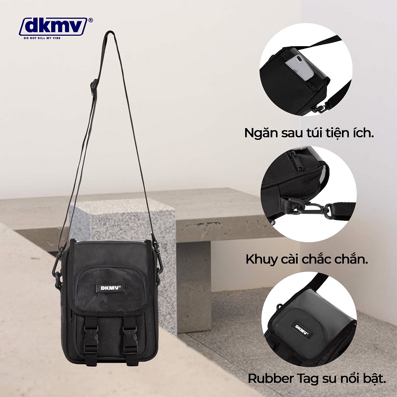 túi đeo chéo local brand canvas màu đen dkmv