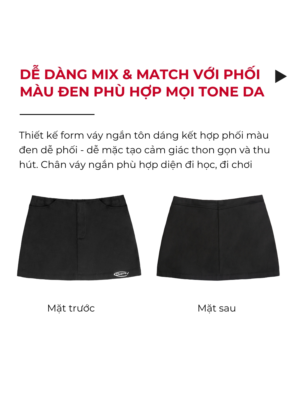 chân váy chữ a ngắn màu đen local brand dkmv