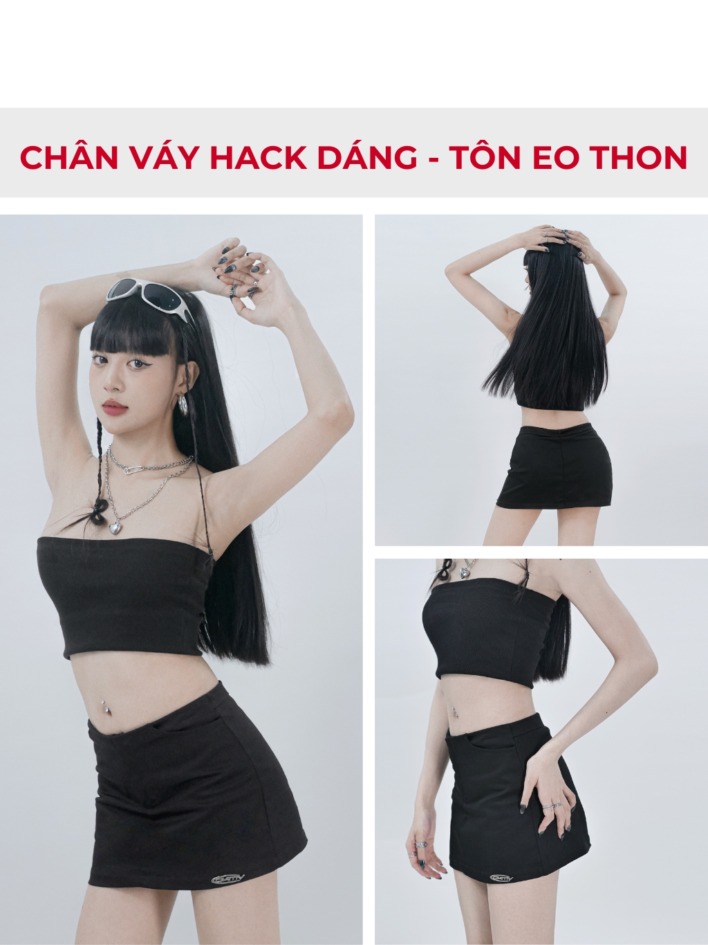 chân váy chữ a ngắn màu đen local brand dkmv