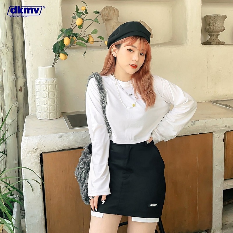 chân váy ngắn chữ a màu đen loli black skirt