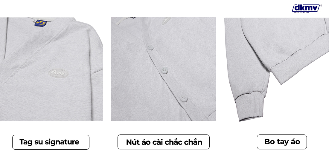 áo khoác cardigan local brand màu xám dkmv