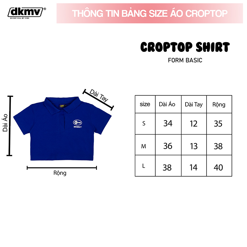 áo croptop nữ ôm polo basic blue dkmv