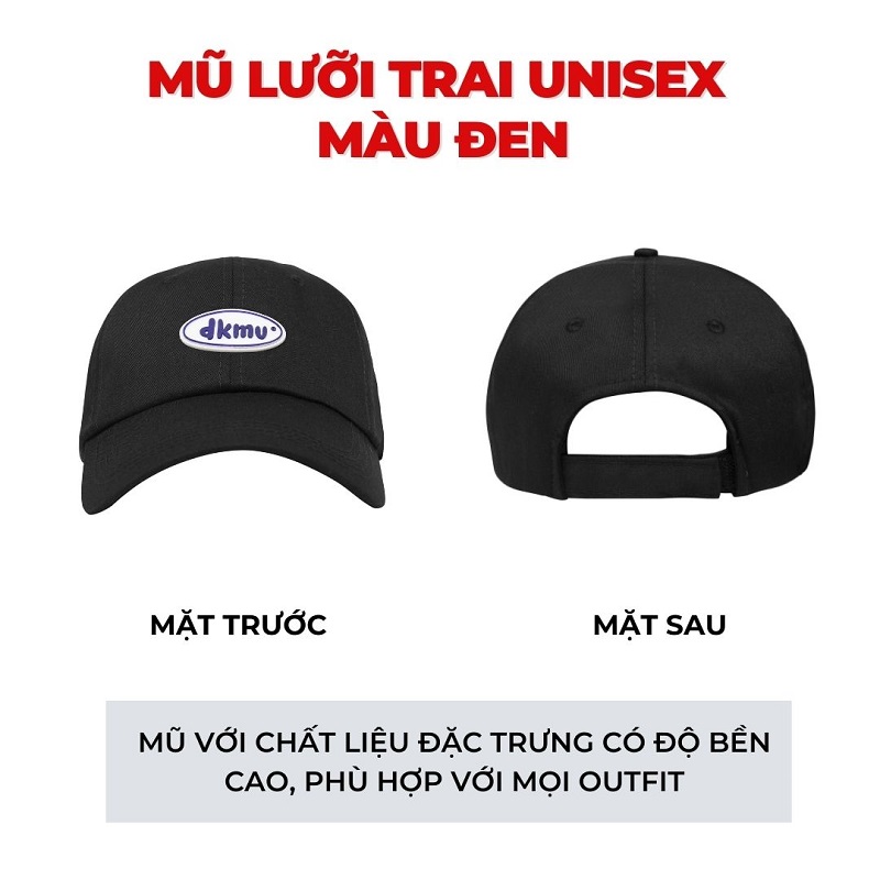 mũ lưỡi trai local brand màu đen Streetwear DKMV Logo Cap - Black