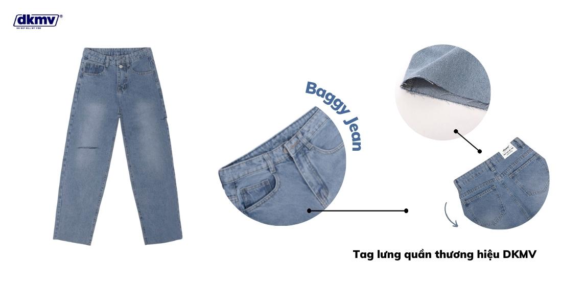 quần baggy jean nữ màu xanh dkmv