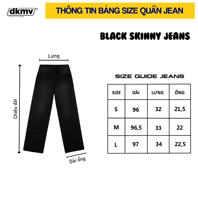 quần jean ống rộng dkmv black skinny jean streetwear