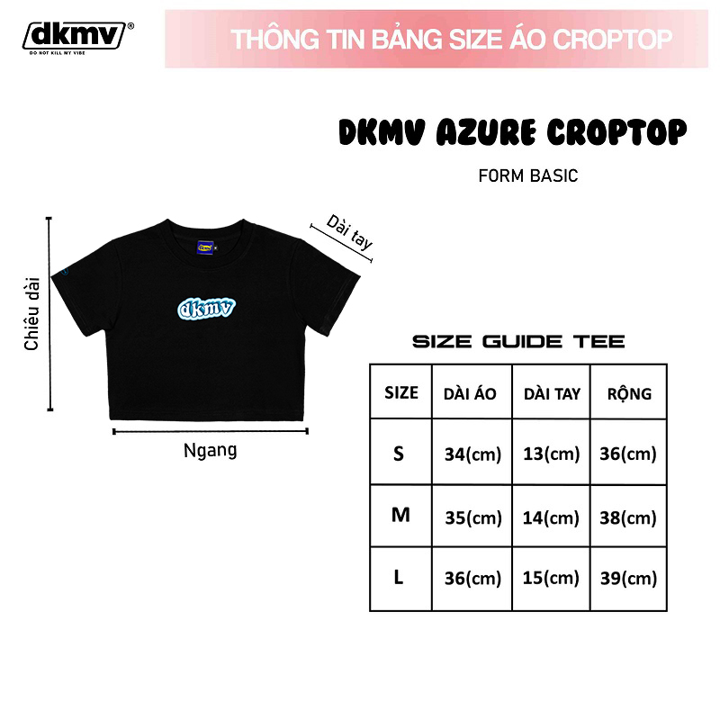 thông tin size áo croptop local brand dkmv black azure streetwear