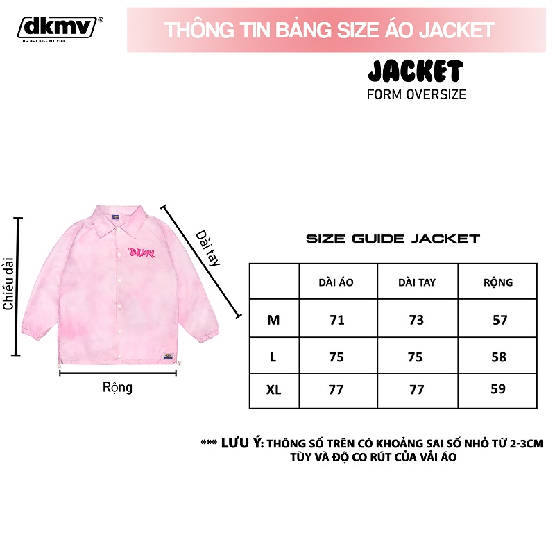 thông tin size áo khoác dù form rộng đẹp dkmv jacket sweet streetwear