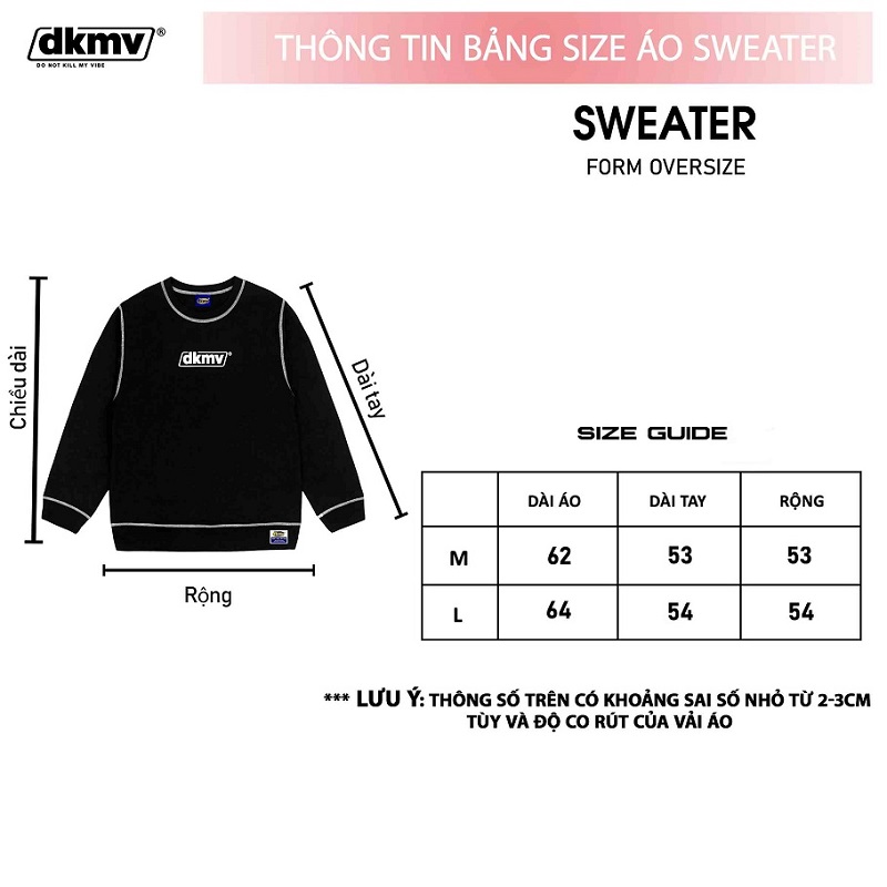 thốn tin size áo sweater nữ form rộng dkmv sweater seam