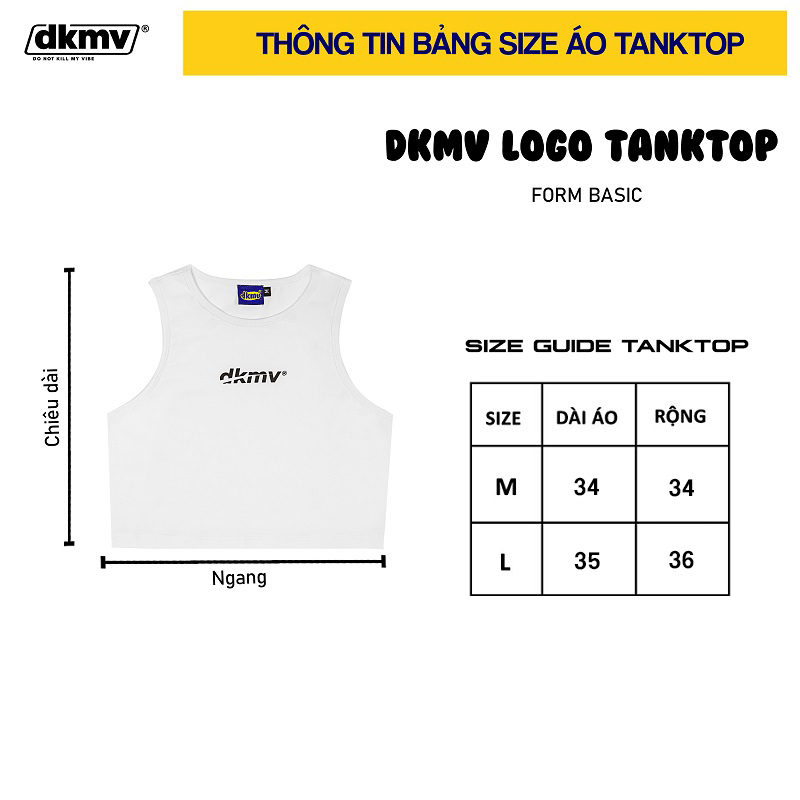 thông tin size áo tanktop dkmv white basic tanktop streetwear