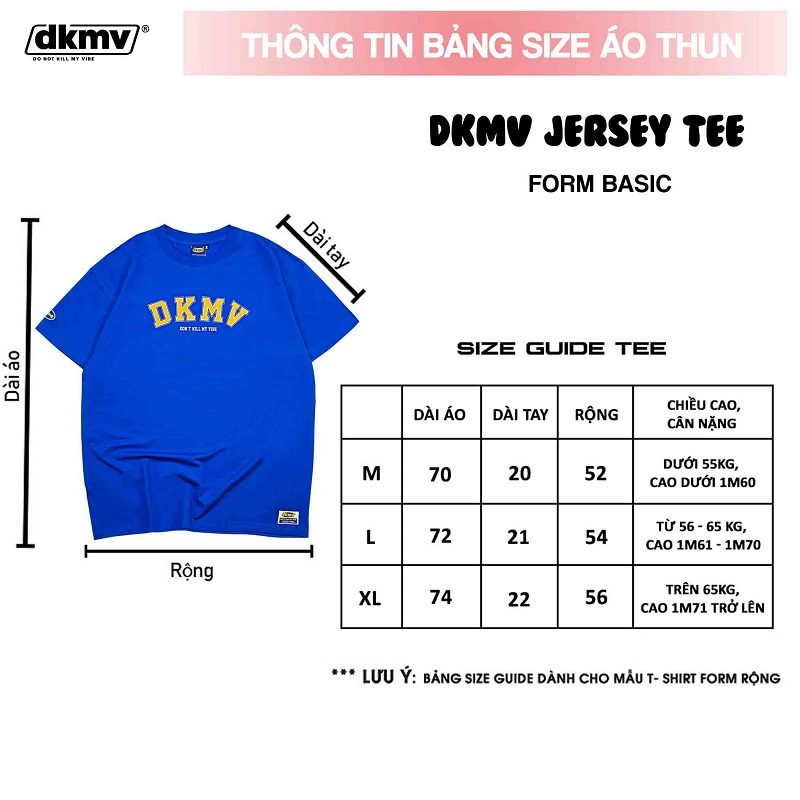 thông tin size áo thun local brand giá rẻ đẹp dkmv blue jersey tee streetwear