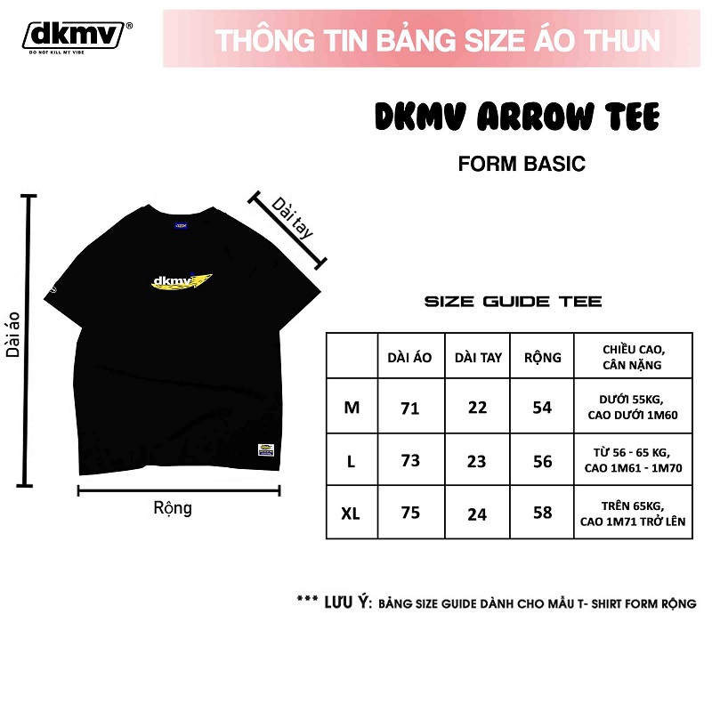 thông tin size áo thun local brand dkmv arrow tee streetwear