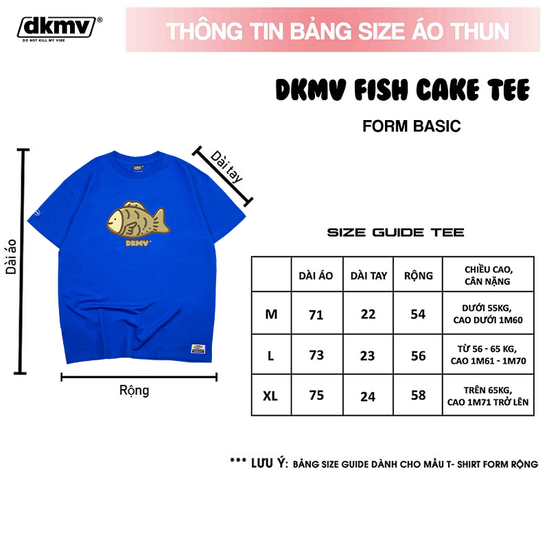 thông tin size áo thun local brand dkmv blue fish cake tee streetwear