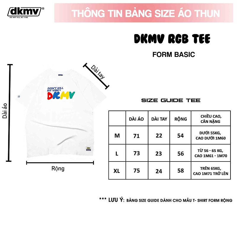 thông tin size áo thun local brand dkmv rgb tee streetwear