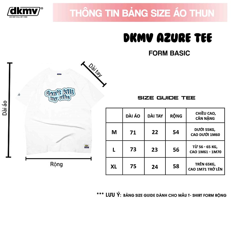 thông tin size áo thun local brand dkmv white azure tee streetwear