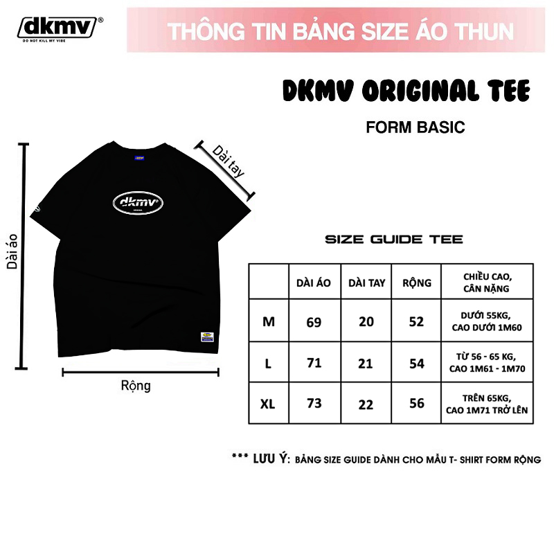 thông tin size áo thun local brand gia rẻ dkmv black tee original streetwear