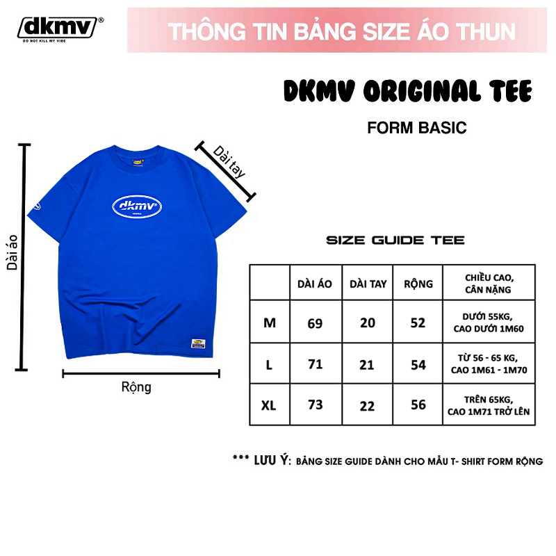 thông tin size áo thun local brand dkmv blue tee original streetwear